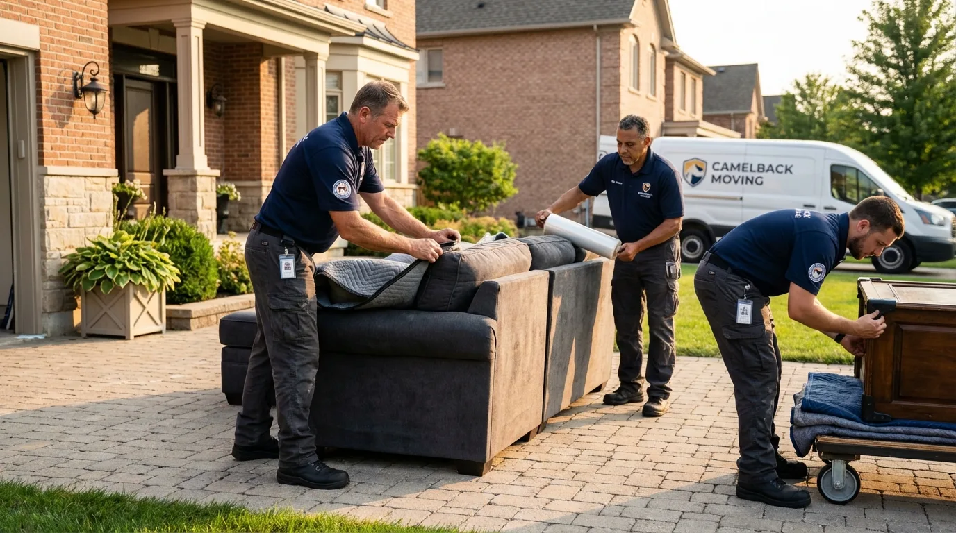 Large estate moving crew wrapping furniture in Hennessey, OK